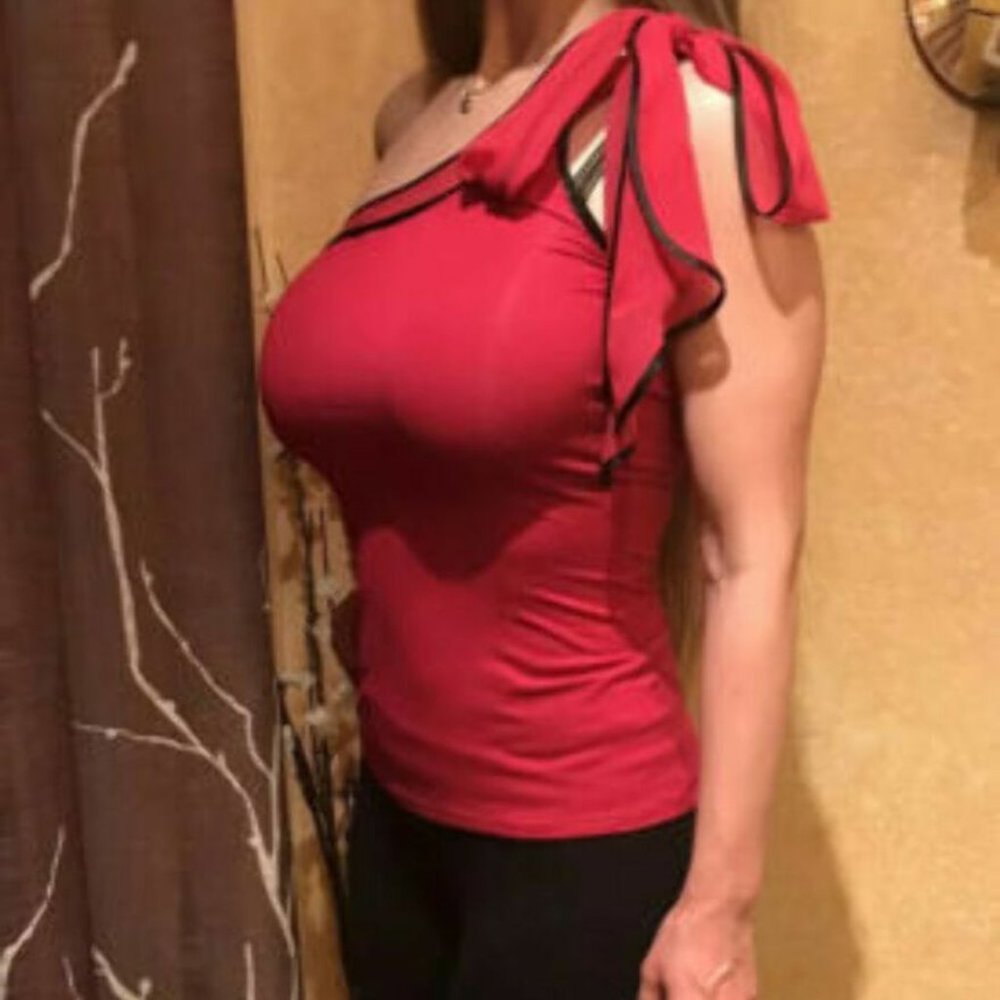 Classy BEBE One Shoulder Pink Top, TUNIC BLOUSE, S